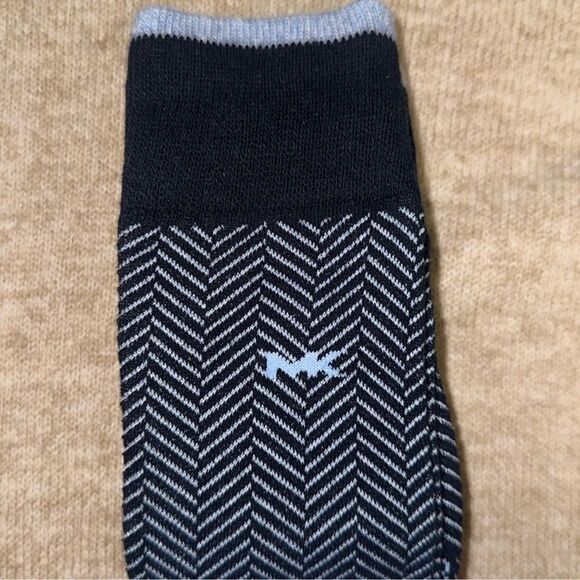 MK Men’s 3 pack Sky Midnight Blue Chevron Stripe Cotton Blend Dress Crew Socks - Picture 3 of 10